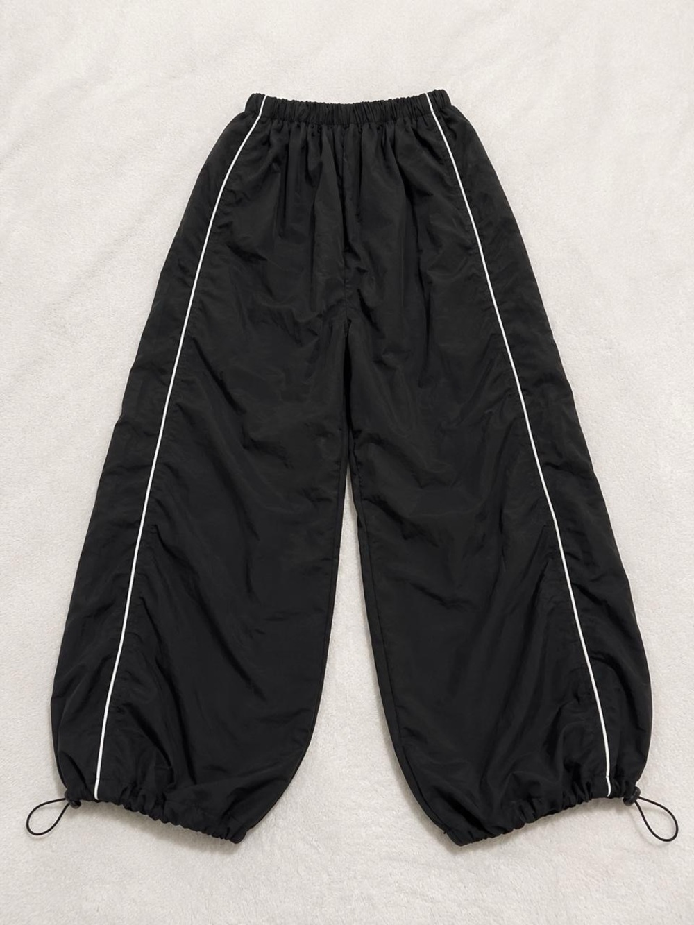 Black Jogger Track Pants with White Piping